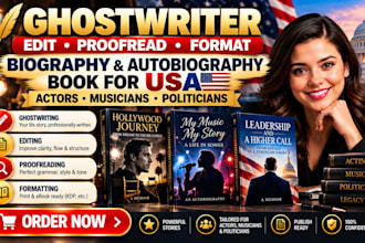ghostwriter edit proofread biography autobiography book for USA actor politician