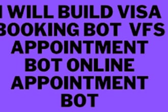 develop booking bot,vfs appointment bot, appointment bot,vfs bot, telegram bot