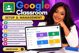 setup google classroom online courses assignments quizzes student management va
