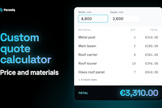 build a custom quote calculator with a materials list