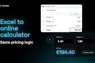 turn your excel pricing sheet into an online calculator