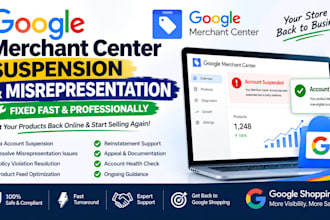 fix google merchant center suspension and misrepresentation