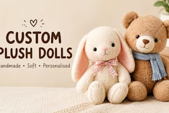 make handcrafted custom plush dolls stuffed toy, handmade plushie