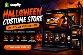 design a premium spooky halloween costume shopify store and dropshipping website