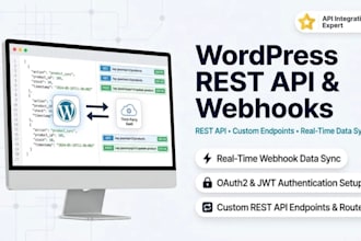integrate wordpress rest API, with rest API, webhooks and data synchronization