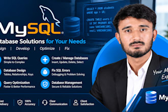 write sql queries, and database design for mysql and