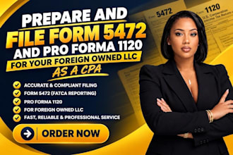 prepare and efile form 5472 and form 1120 for foreign owned llc as a CPA