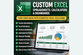 create custom excel spreadsheets, calculators and dashboards