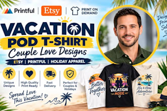 do vacation pod t shirt couple love etsy printify holiday apparel design