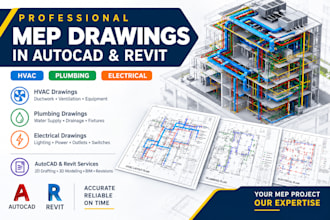 create professional mep plumbing electrical hvac drawings in autocad and revit