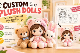 craft soft cuddly custom plush dolls pattern personalized plush toy from concept