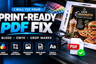 fix your print ready PDF with bleed, cmyk and crop marks