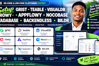setup grist teable visualdb rowy appflowy nocobase tadabase backendless bildr