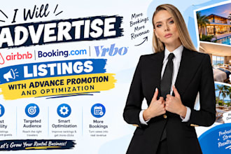advertise airbnb, booking, vrbo listings with advance promotion and optimization