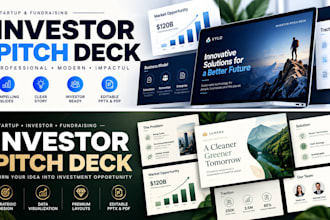 design a professional startup investor pitch deck and fundraising presentation