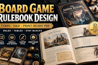 design board game rulebook tabletop rpg rules layout print ready format