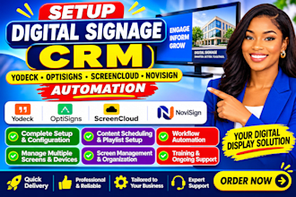 setup digital signage CRM yodeck optisigns screencloud novisign automation