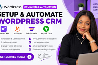 set up wordpress CRM fluentcrm mailpoet wpfunnels jetpack CRM automation