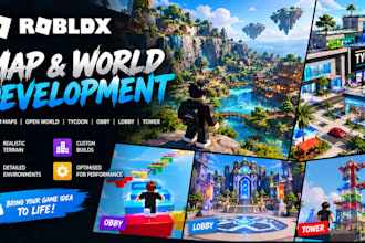 build realistic roblox maps, open world terrain, tycoon, obby and lobby