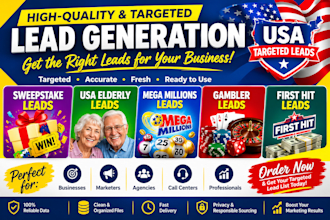 provide premium sweeps leads, elderly USA leads, first hit mega million leads