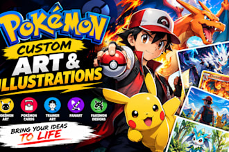 create a unique pokemon logo, fakemon, cartoon, anime styles