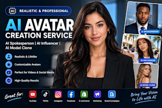 create realistic ai avatar, ai spokeperson, ai influencer, ai model clone