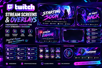 design custom twitch screens, stream overlays and streaming graphics