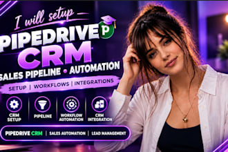 set up pipedrive CRM, sales pipeline and workflow automation