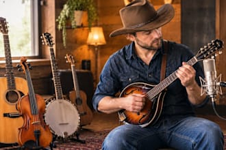 play live and record fiddle, mandolin, guitar, violin, ukulele, country song