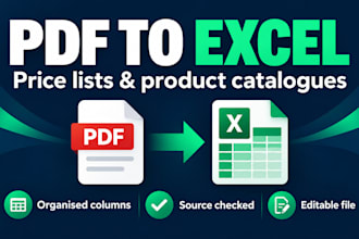 convert PDF price lists and product catalogues into excel