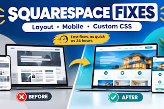 fix squarespace website issues, custom css, layout and mobile bugs