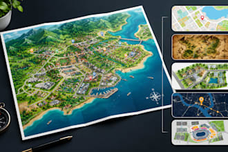 create custom map illustration, vector map, and map design