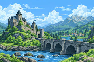 draw pixel art scene and background for your game