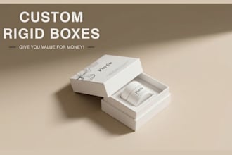 design custom rigid box packaging, gift box design magnetic closure box dieline