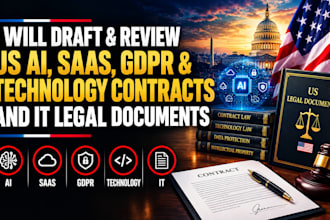 draft and review US ai, saas, gdpr and technology contracts agreements