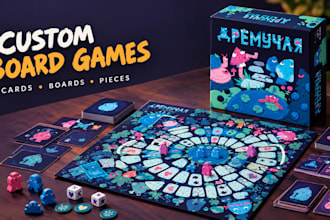 design custom board games with cards, game boards and pieces