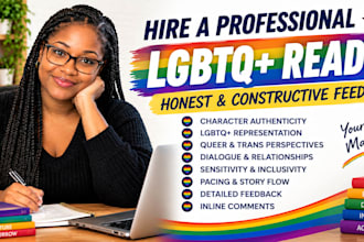 beta read and sensitivity read your lgbtq romance novel as queer reader