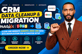 setup zoho CRM hubspot jobnimbus clean migrate automation data deduplication