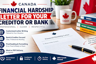 canada financial hardship letter for a bank or creditor