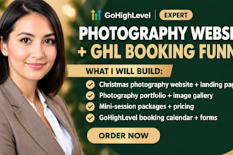 build christmas photography website with gohighlevel booking funnel