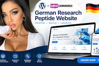 build a german research peptide website with woocommerce