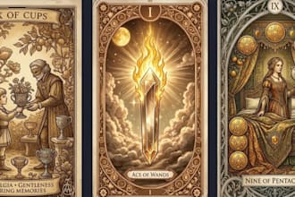 create custom tarot and oracle card designs with unique spiritual artwork