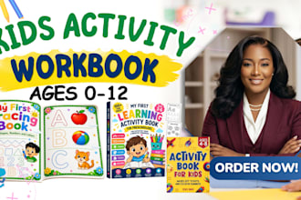 design kids activity workbook, tracing sheets, puzzles, maze, KDP coloring book