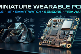 design  miniature wearable pcb, ble, iot, smart sensors smartwatch and firmware