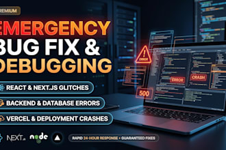 do bug fix, frontend bug fix, fix backend bugs, full stack bug fixing