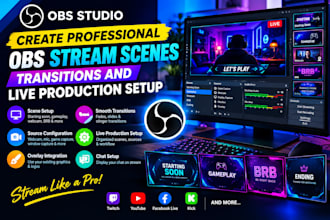 create professional obs stream scenes transitions and live production setup