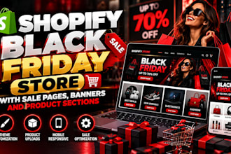 build black friday shopify store with sale pages, banners and product sections