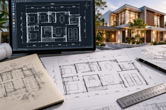 redraw floor plan, do autocad drafting, and architectural drafting in autocad