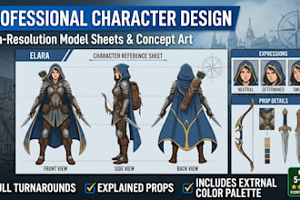 create professional character design and model sheets for comics and webtoons