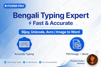 do fast bengali typing, data entry and ms word typing work